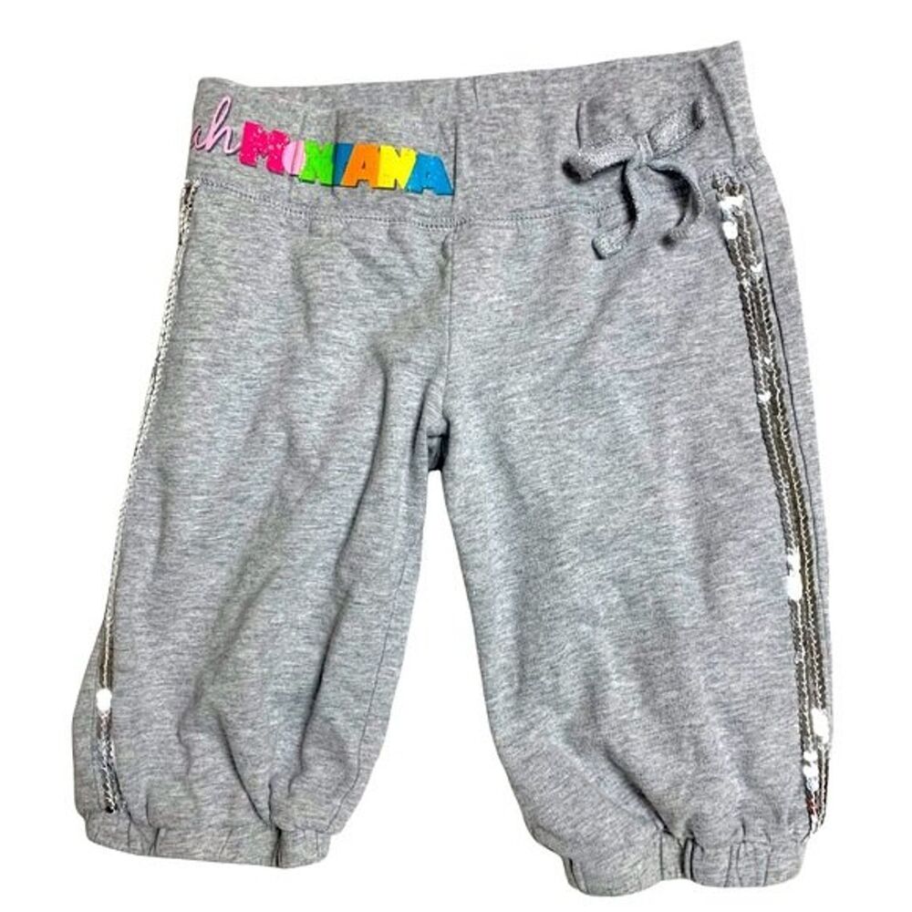 Hannah Montana Cropped Elastic Waist Pull On Sweatpants Gray Sequins Glitter